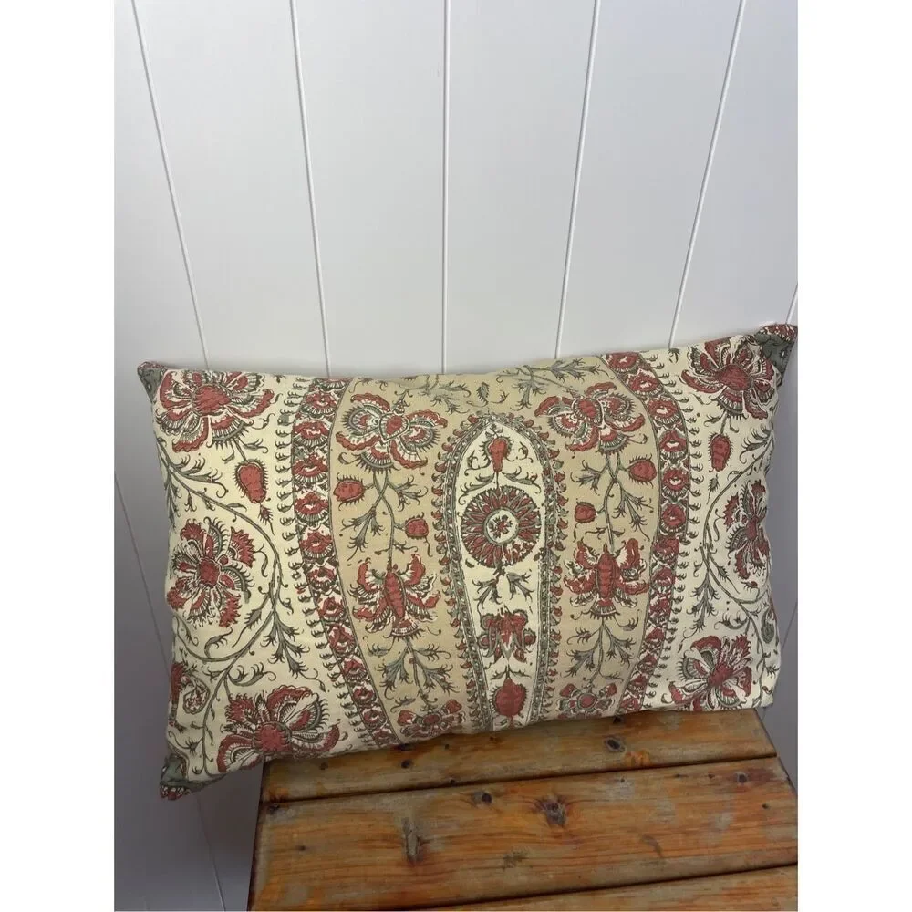 POTTERY BARN Josie Kalamkari Cotton 16x26 Lobster Boho Paisley Sham